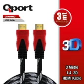 QPORT Q-HDMI3 HDMI 1.4 V ALTIN UÇLU KABLO 3 MT - 3