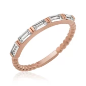 Lucky Life 925 Ayar Gumuss  Rose Sıralı Baget Taşlı Lucky Life Lucky Life Kadın Yüzük - 1