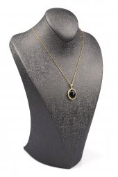 Siyah Jasper Doğal Taş Gold Renkli Kolye thumbnail 2