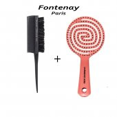 Fontenay Profesyonel Topuz Fırçası Krepe Şiş Tarak 3 In 1 3043 + 3 Boyutlu Açma Saç Fırçası 2Li Set - 1