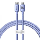 BASEUS 1.2mt Led Işıklı Örgülü 100W Type-C to Type-C Hızlı Şarj Kablosu Samsung Huawei Şarj - 6
