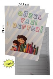 Güzel Yazı Defteri Küçük Boy 14,5x21 cm 24 Yaprak 3 Adet Klavuzlu Standart Çizgili Yazı Defteri Dik Temel Harflerle 1. Sınıf - 1