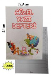 Güzel Yazı Defteri Küçük Boy 14,5x21 cm 24 Yaprak 1 Adet Klavuzlu Standart Çizgili Yazı Defteri Dik Temel Harflerle 1. Sınıf - 2