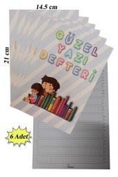 Güzel Yazı Defteri Küçük Boy 14,5x21 cm 24 Yaprak 6 Adet Klavuzlu Standart Çizgili Yazı Defteri Dik Temel Harflerle 1. Sınıf - 3