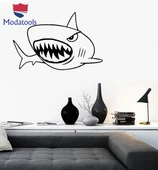 Duvar Çıkartmaları Banyo Dekoratif Sticker Dişlek Köpekbalığı Predator Deniz Banyo Dekor Benzersiz Hediyelik - 1