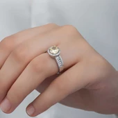 Lucky Life 925 Ayar Gumuss Sarı Tek Taş Lucky Life Lucky Life Kadın Yüzük - 3