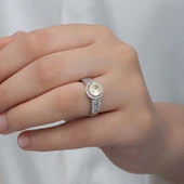 Lucky Life 925 Ayar Gumuss Sarı Tek Taş Lucky Life Lucky Life Kadın Yüzük - 4