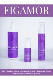 Figamor 3 ın 1 Peeling 100 ml  Canlandırıcı Yüz Yıkama Jeli 200 ml  Mucizevi Cilt Bakım Yağı 60 ml - 1
