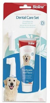 Bioline Dental Care Biftek Aromalı Köpek Diş Macunu ve Diş Bakım Seti 100 Gr - 1