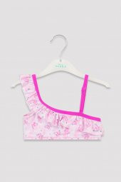 Penti Çok Renkli Kız Çocuk Parlak Kelebek Desenli Tek Omuz Bikini Takımı - 2