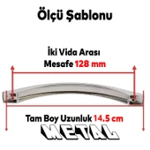Berilay (128 MM - 12.8 CM) Mobilya Mutfak Dolabı Çekmece Kapı Dolap Kapak Kulpu Kulbu Krom Kulpları thumbnail 3