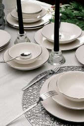 Bonelegant Pure 24 Parça 6 Kişilik Bone Yemek Takımı Platin File - 2