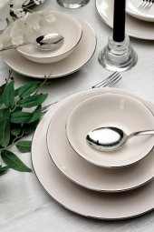 Bonelegant Pure 24 Parça 6 Kişilik Bone Yemek Takımı Platin File - 3