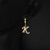 K Harfi Halka Altın Küpe 14 Ayar thumbnail 2