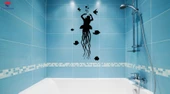 Duvar Sticker Balık Denizanası Okyanus Deniz Banyo Dekor Banyo Dekoratif Sticker - 1