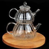 Ateşe Dayanıklı Borosilikat Cam Çaydanlık Takım-2li Set - 3