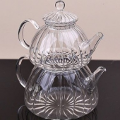 Ateşe Dayanıklı Borosilikat Cam Çaydanlık Takım-2li Set - 5
