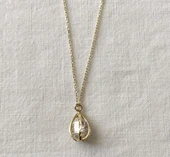 Kafesli Tek Taş Altın Kolye thumbnail 1