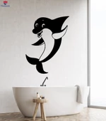 Duvar Çıkartmaları Banyo Dekoratif Çıkartma Pozitif Yunus Deniz Hayvan Banyo Benzersiz Hediyelik - 1