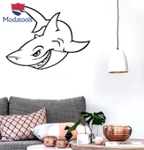 Duvar Çıkartmaları Banyo Dekoratif Çıkartma Gülümseyen Köpekbalığı Predator Okyanus Deniz Banyo - 1