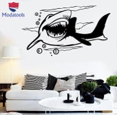 Duvar Çıkartmaları Banyo Dekoratif Çıkartma Köpekbalığı Predator Deniz Serin Banyo Dekoru - 1