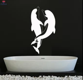 Duvar Çıkartmaları Banyo Dekoratif Sticker Yunus Okyanus Deniz Dekoru Banyo için Benzersiz Hediyelik - 1