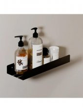 Dekoratif Siyah Metal Banyo Rafı Şampuanlık Duş Rafı Banyo Düzenleyici - 1