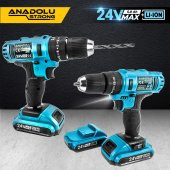 Anadolu Strong 24 w Darbeli Matkap ve Dekupaj Testere Seti 5 adet Uç Eldiven Hediyeli - 4