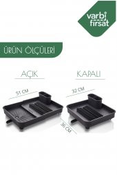 Varbifırsat   Açılır Kapanır Sürgülü Tabaklık Bulaşıklık Bulaşık Sepeti / ANTRASİT - 3