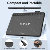 UGEE S640W Kablosuz Grafik Çizim Tableti, 10 Kısayol Tuşlu, 6.5x4 Inc - 2