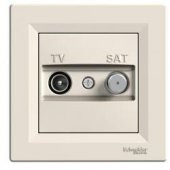 Schneider EPH3400123 Asfora Krem Sonlu 1dB İkili TV SAT Prizi - 1