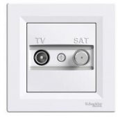 Schneider EPH3400121 Asfora Beyaz 1dB Sonlu İkili TV SAT Prizi - 1