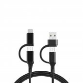 ScHitec 100W 4in1 Type-C - USB - Lightning - Type-C Çıkışlı Hızlı Data ve Şarj Kablosu Siyah - 1