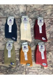 Aryün Bayan 100 Yün Renkli Bayan Çorabı 6Lı Paket Aryün Yün Çorap - 1