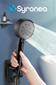 Mat Siyah Turbo Pervaneli Banyo Duş Başlığı 5 Fonksiyonlu Başlık - 1