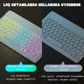YeniTech- Bluetooth Aydınlatmalı Klavye Mouse Tablet Telefon Android iOS Windows  Fare Klavye iPad - 1