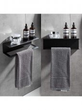 Dekoratif Metal Siyah Mutfak Banyo Rafı Havlu Askılık Duvar rafı Ve Askılık - 3