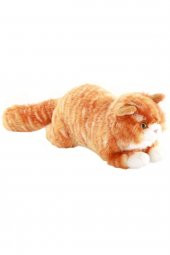 Peluş Yatan Kahverengi Tekir Kedi 34 Cm - 3