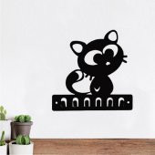 Dekoratif Metal siyah Anahtar Askılığı Kedi Figürlü Askılık Duvar Kapı Askılık - 2