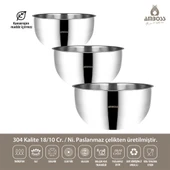 Amboss Stone 3 lü Paslanmaz Çelik Karıştırma Kabı Kase - 2