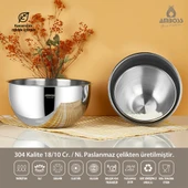 Amboss Stone 3 lü Paslanmaz Çelik Karıştırma Kabı Kase - 1