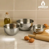 Amboss 3 Parça Paslanmaz Çelik Karıştırma Kabı Kase - 1