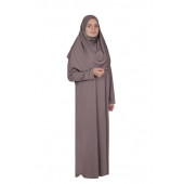 KOYU KAHVERENGİ FERMUARLI NAMAZ ELBİSESİ - 1