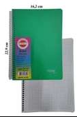 PP Orta Boy Spralli Defter 120 Yaprak Kareli 1 Adet 4 Bölümlü Kareli 120 Yaprak Plastik Kapak Spralli Defter - 5