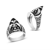 Lucky Life 925 Ayar Gumuss  Çift Başlı Kartal Başparmak Erkek Yüzük - 1