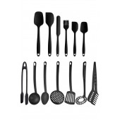 6 Adet Isıya Dayanıklı Silikon Spatula Seti ve 7'li Yanmaz Teflon Kaplama Kepçe Mutfak Maşa Seti - 1