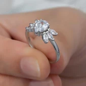 Lucky Life 925 Ayar Gumuss Damla Zirkon Taşlı Lucky Life Lucky Life Kadın Yüzük - 6