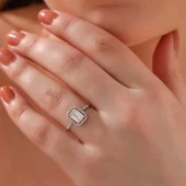 Lucky Life 925 Ayar Gumuss Beyaz Baget Taşlı Lucky Life Lucky Life Kadın Yüzük - 2