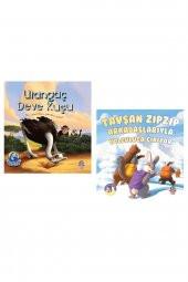 Utangaç Deve Kuşu + Tavşan Zıpzıp Arkadaşlarıyla Yolculuğa Çıkıyor Hikaye Kitabı Set 2 Kitap - 1