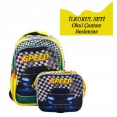 Sentor 3 Bölmeli İlkokul Okul Sırt Çantası Ve Beslenme Çantası Speed Sarı - 2